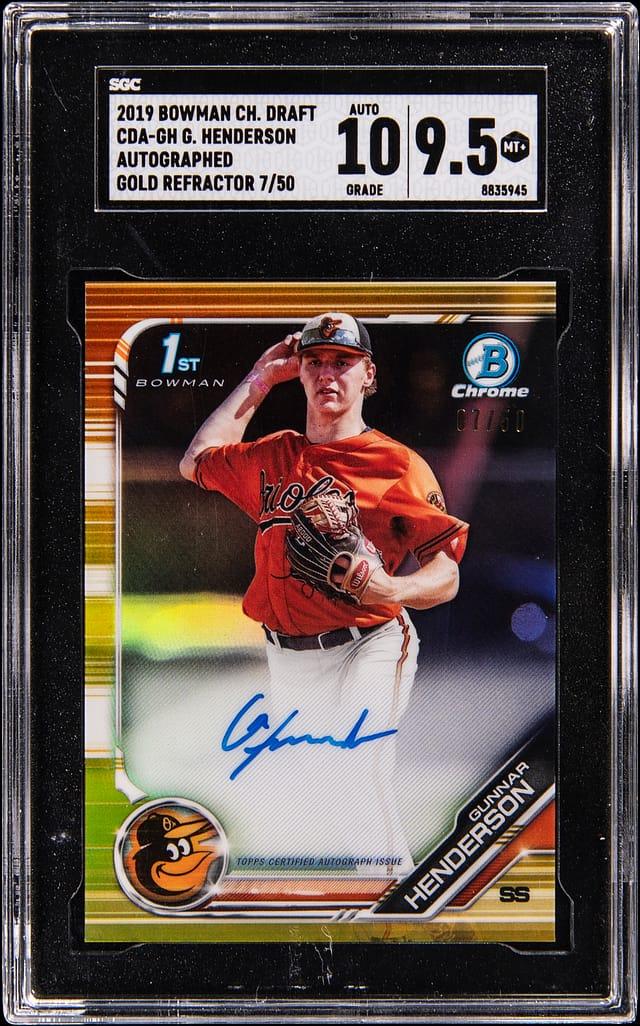 2019 Bowman Chrome Draft Auto. Gold Refractor /50 Gunnar Henderson #CDA-GH