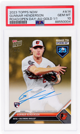 2023 Topps Now Road To Opening Day Autograph Gold Gunnar Henderson #A14 /1