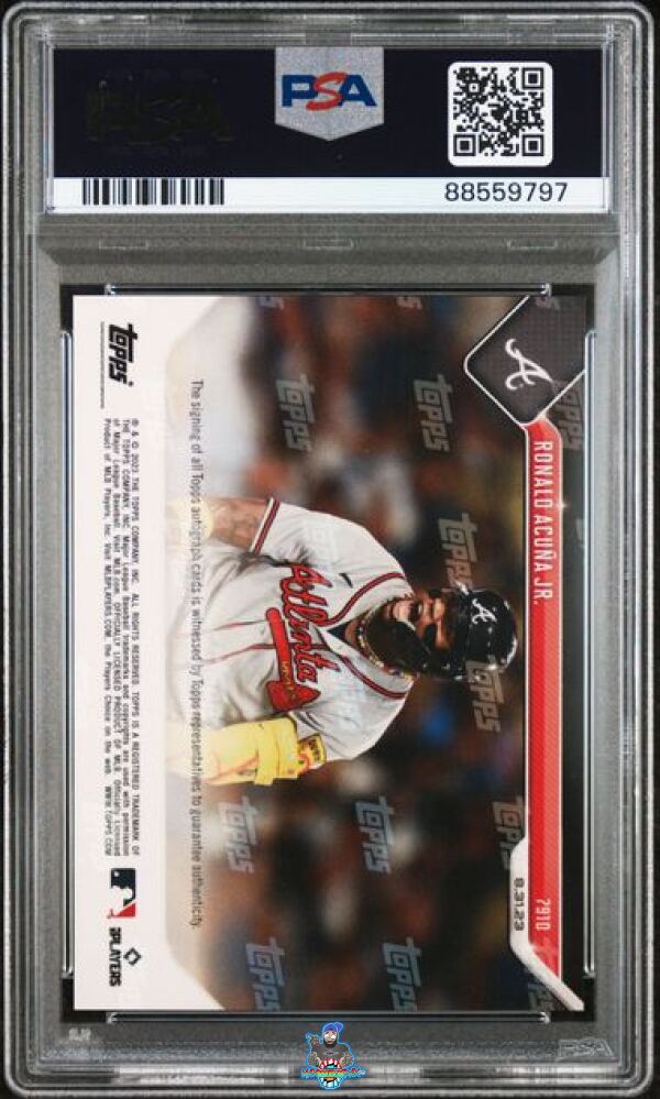 Back of 2023 Topps Now Autographs Red Ronald Acuna Jr. #791D