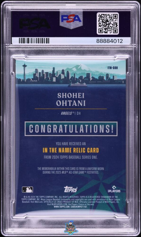 Back of 2024 Topps In the Name Relics 1/1 "O" Shohei Ohtani #ITNSOH