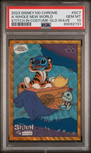 2023 Topps Chrome Whole New World Disney 100 Years of Wonder Stitch In Costume Gold Wave Refractor