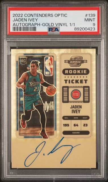 2022 Panini Contenders Optic Autograph-Gold Vinyl 1/1 Jaden Ivey #139 /1