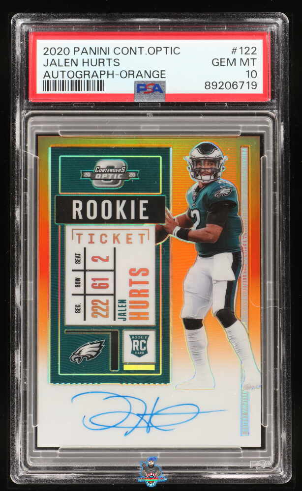 2020 Panini Contenders Optic Rookie Ticket Autograph Orange Jalen Hurts #122 /50