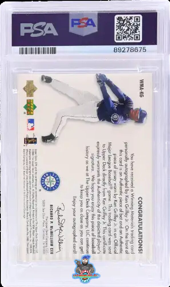 Back of 2000 Spx Autograph Winning Materials Jersey / Bat Ken Griffey Jr. #KG3 /24