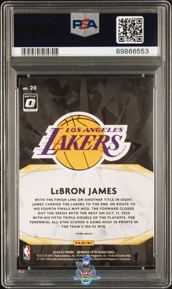 Back of 2020 Donruss Optic Winner Stays Purple LeBron James #20