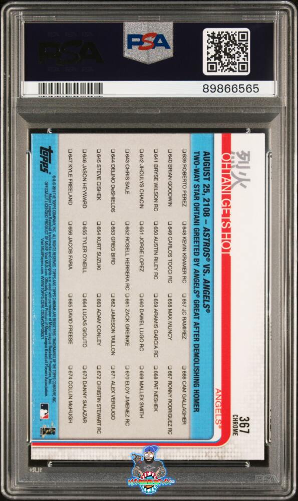 Back of 2019 Topps Chrome Sapphire Edition Shohei Ohtani #367