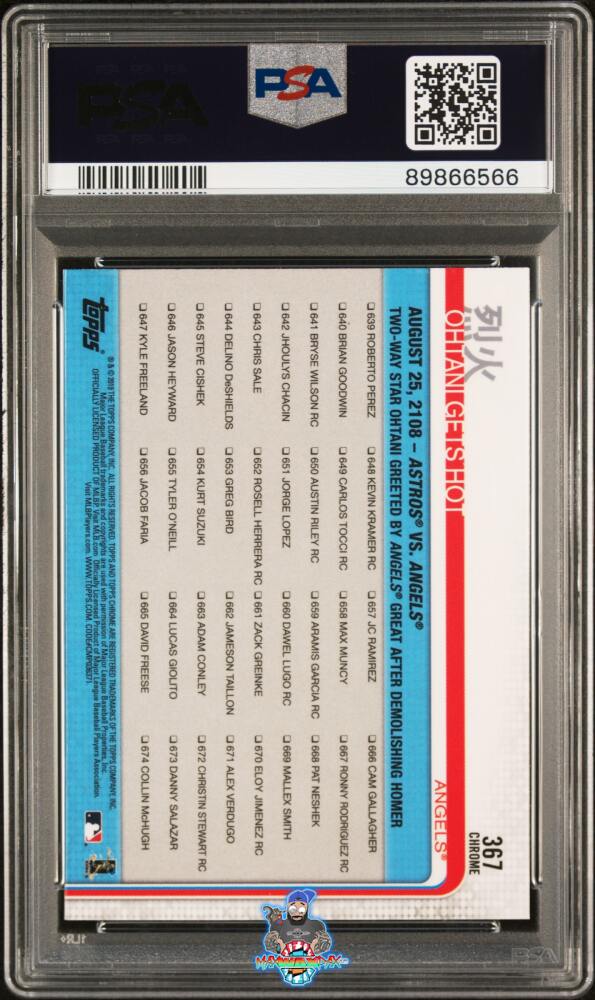 Back of 2019 Topps Chrome Sapphire Edition Shohei Ohtani #367