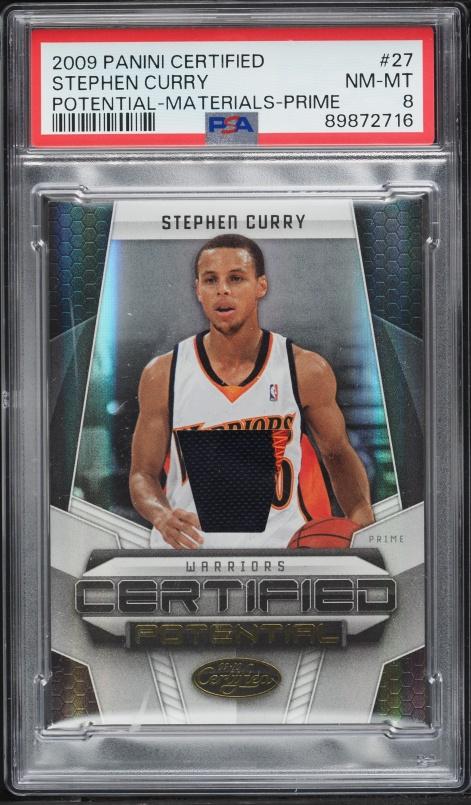 2009 Panini Certified Potential Prime Stephen Curry ROOKIE PATCH /25 #27 PSA 8 NM-MT
