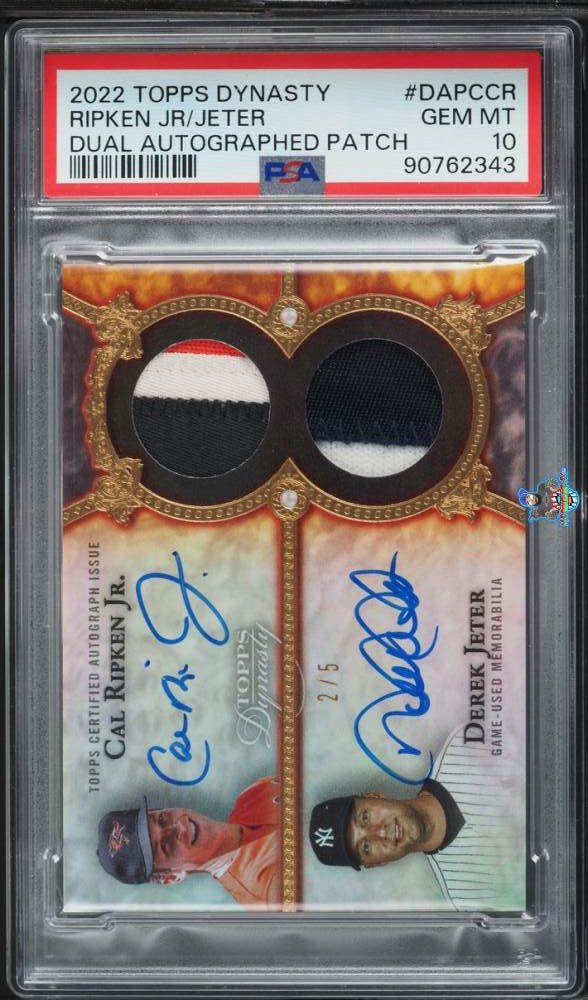 2022 Topps Dynasty Dual Autographs Patches Cal Ripken Jr./Derek Jeter #DAPCCR /5