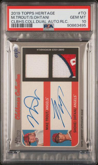 2019 Topps Heritage Mike Trout/Shohei Ohtani Clubhouse Collection Dual Autographs Relics Patch
