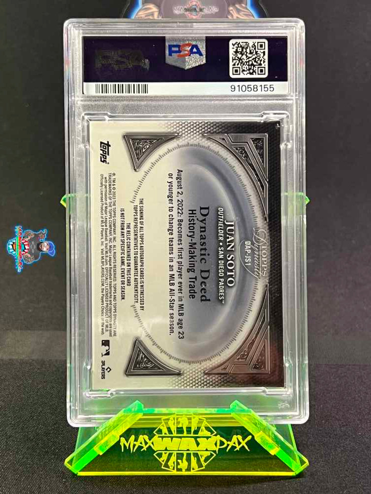 Back of 2023 Topps Dynasty Autographed Patch Juan Soto #DAPJS1 /10