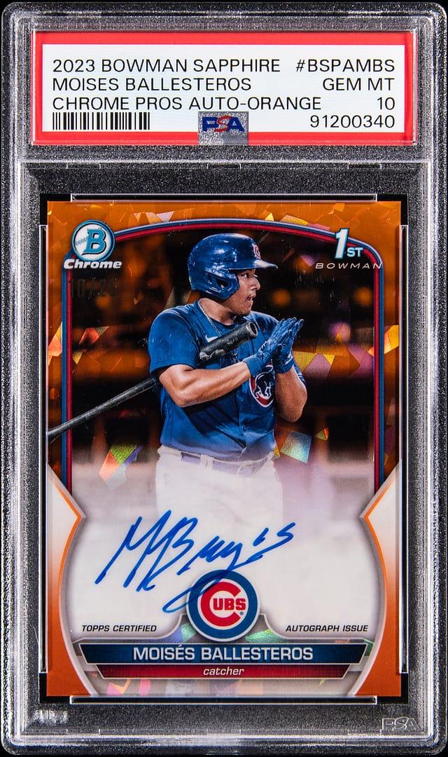 2023 Bowman Chrome Sapphire Prospect Autograph Orange Refractor Moises Ballesteros #BSPAMBS /25