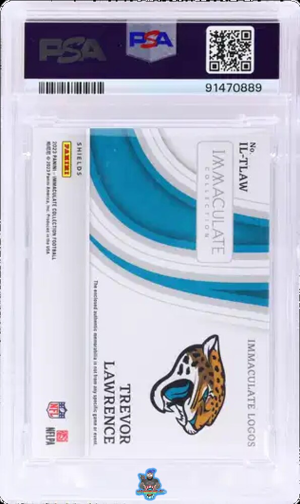 Back of 2023 Panini Immaculate Collection Immaculate Logos NFL Shield Trevor Lawrence #ILTLAW /1