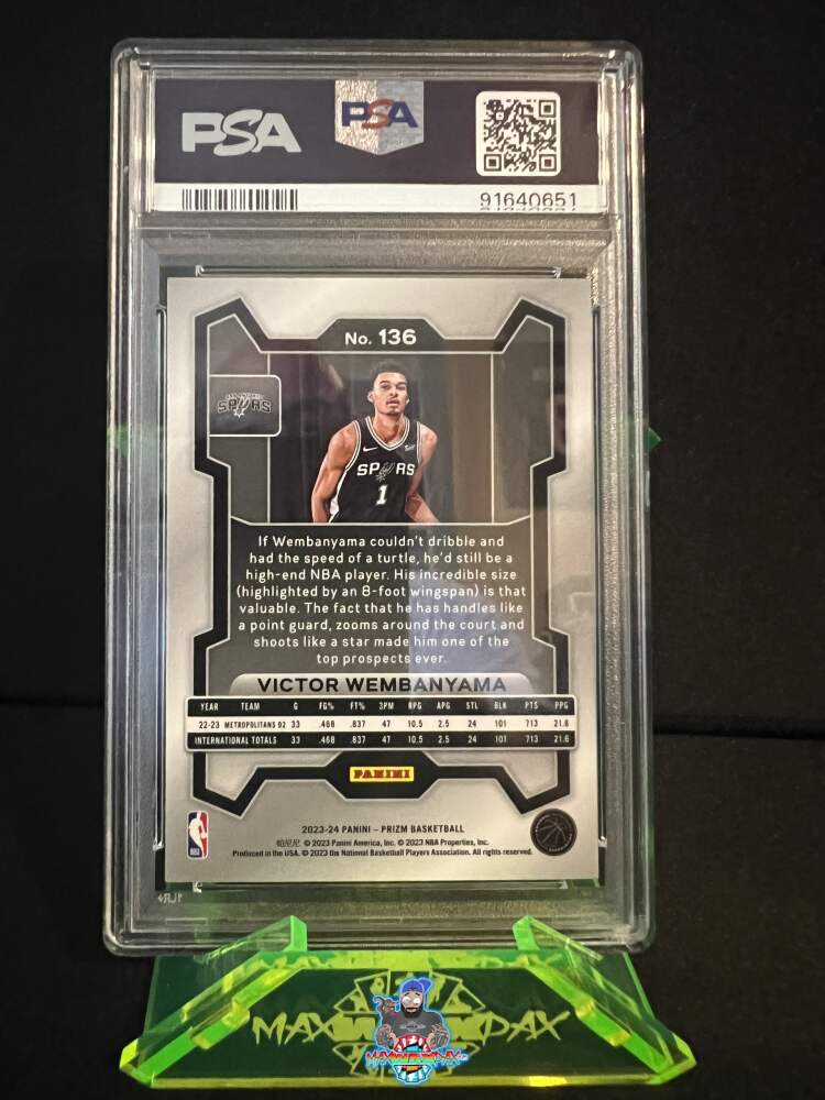 Back of 2023 Panini Prizm Victor Wembanyama #136