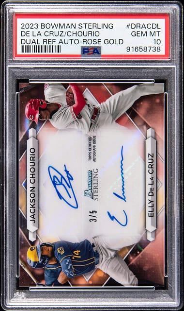 2023 Bowman Sterling Dual Refractor Autographs Rose Gold Elly De La Cruz/Jackson Chourio #DRACDL