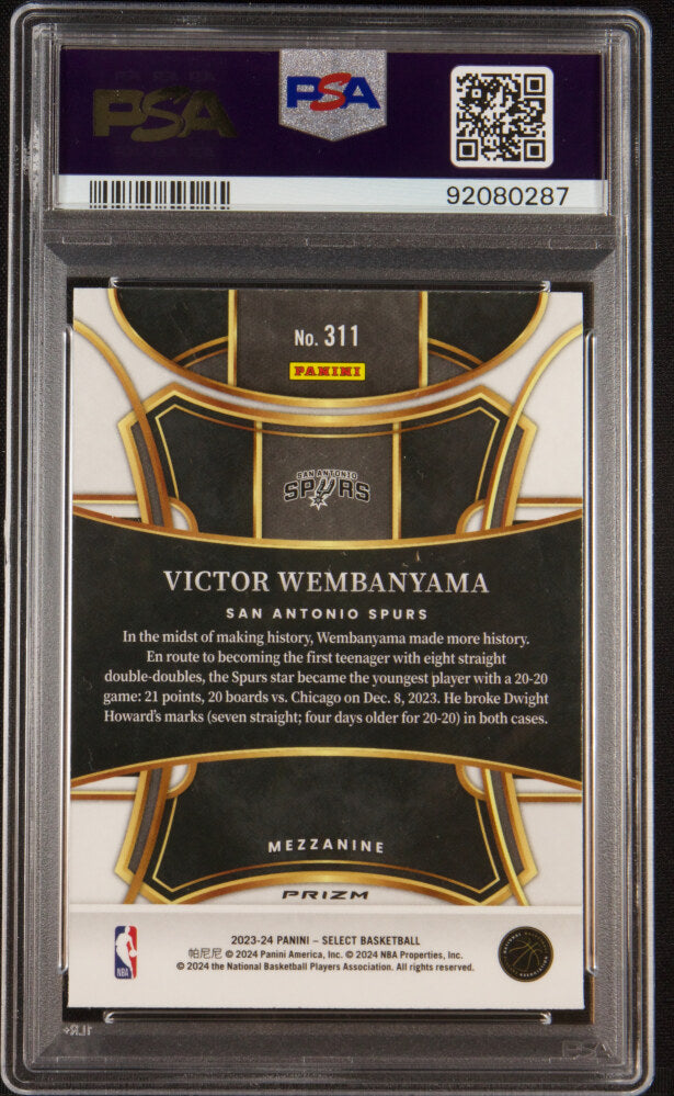 Back of 2023 Select Prizms Elephant Victor Wembanyama #311