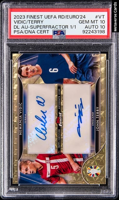 2023 Topps Finest Road To UEFA Euro 2024 Finest Dual Autographs Superfractor 1/1 John Terry/Nemanja Vidic #VT