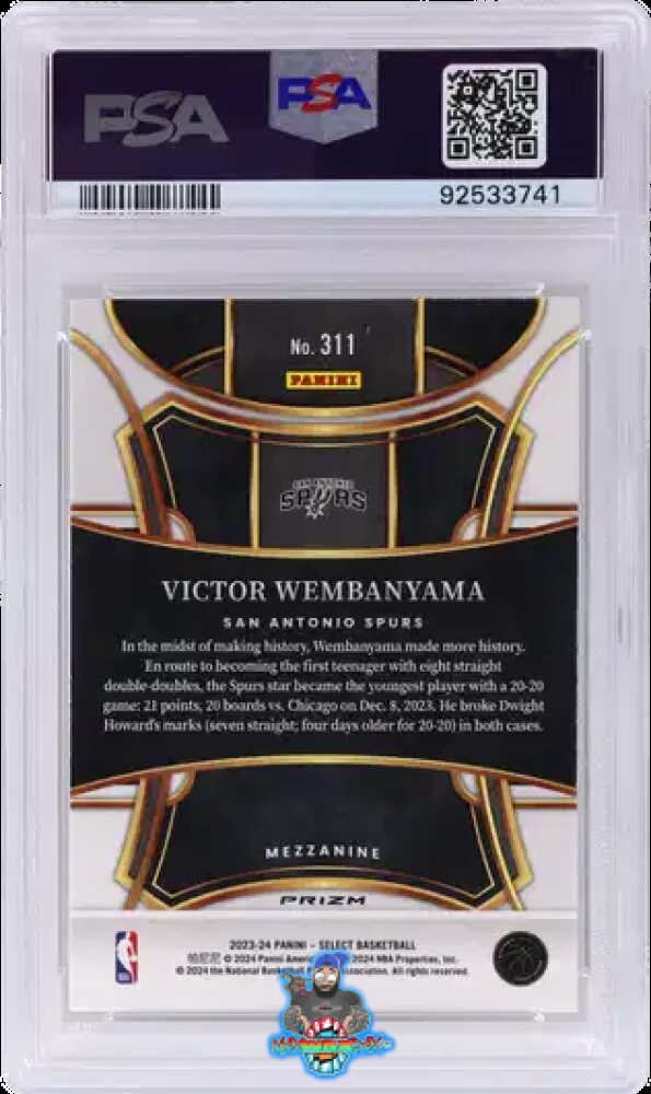 Back of 2023 Panini Select Mezzanine Level Tectonic Victor Wembanyama #311