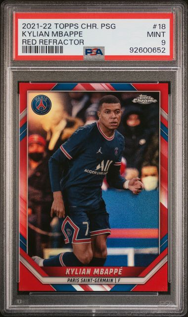 2021 Topps Chrome Paris Saint-Germain Red Refractor Kylian Mbappe #18 /5