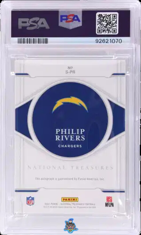 Back of 2021 National Treasures Signature Gold Philip Rivers #24 /35