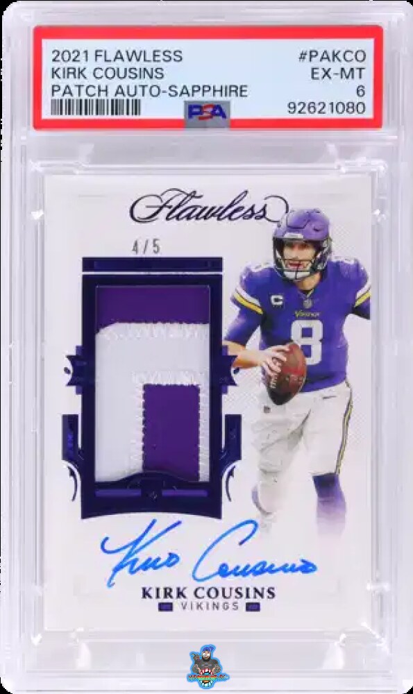 2021 Panini Flawless Patch Autograph Sapphire Kirk Cousins #53 /5