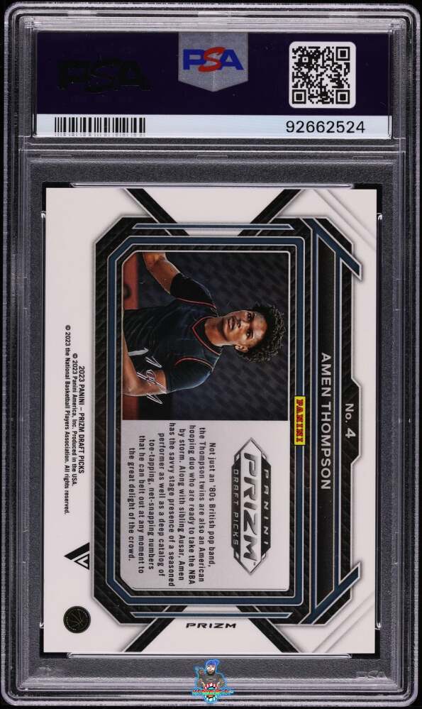 Back of 2023 Panini Prizm Draft Picks Variation-Nebula Choice 1/1 Amen Thompson #4