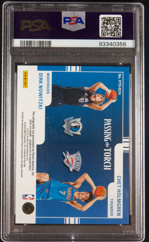 Back of 2022 Donruss Elite Passing the Torch Signatures Chet Holmgren/Dirk Nowitzki #2