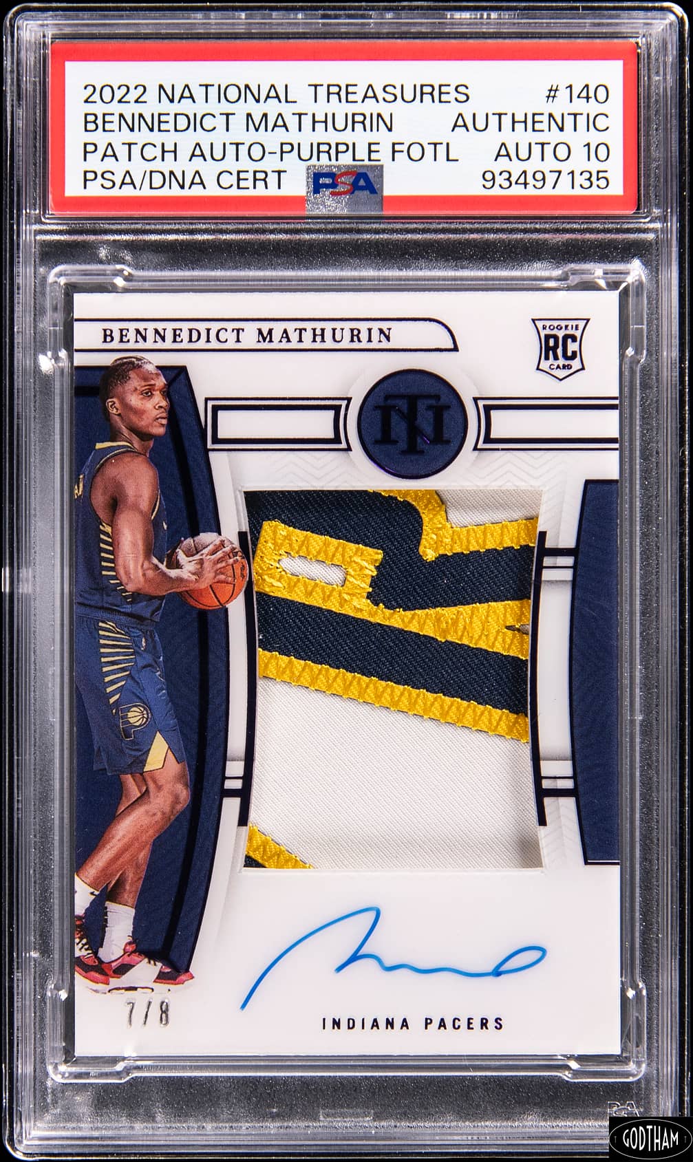 2022 Panini National Treasures Patch Autograph-Purple Fotl Bennedict Mathurin #140
