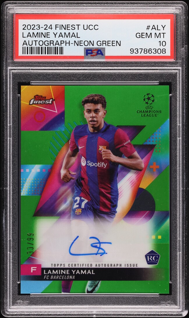 2023 Finest UEFA Club Competition Autograph Neon Green Refractor Lamine Yamal #ALY /99