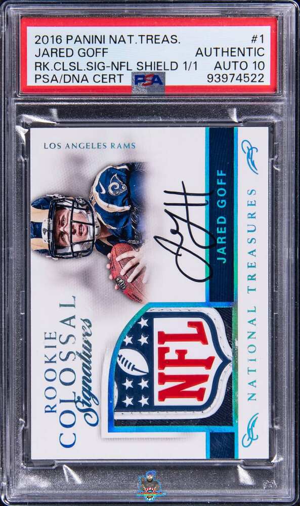 2016 National Treasures Rookie Colossal Signature Material NFL Shield Jared Goff #1 /1