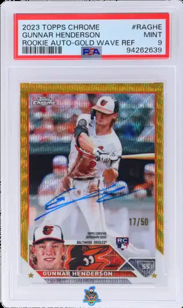 2023 Topps Chrome Rookie Autograph Gold Wave Refractor Gunnar Henderson #RAGHE /50