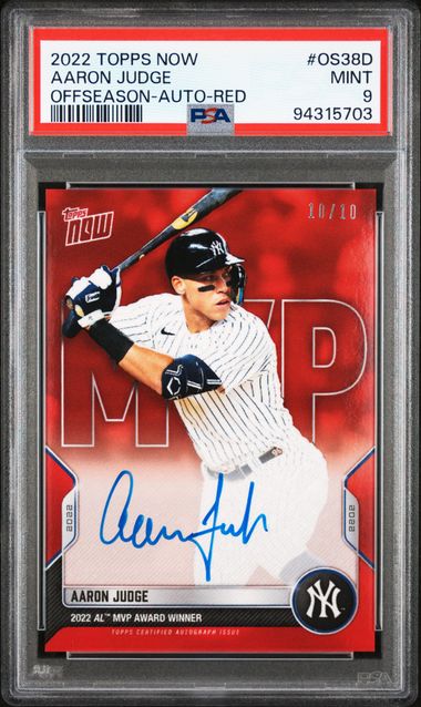 2022 Topps Now Offseason Autograph-Red Aaron Judge #OS38D