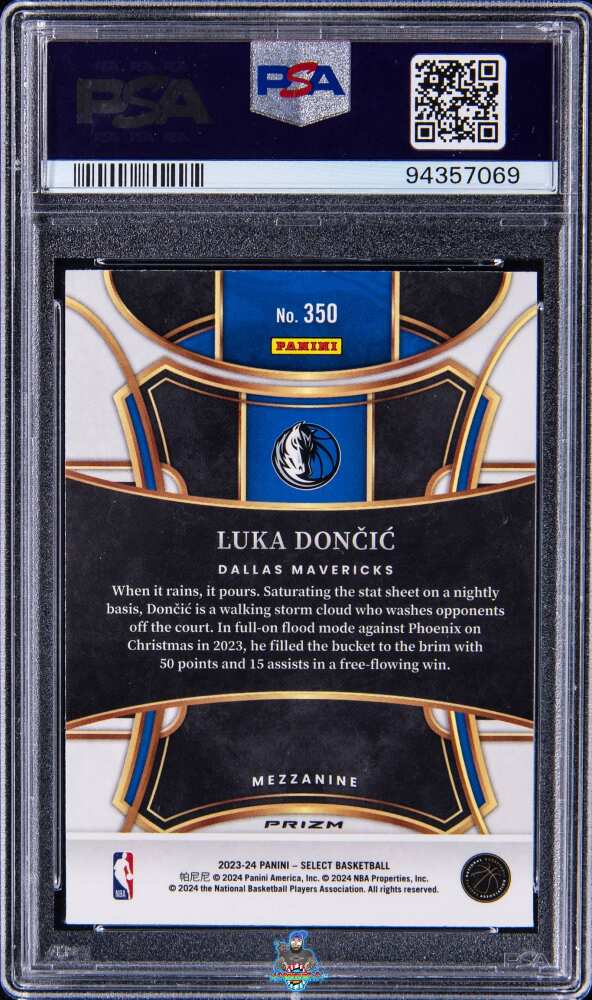 Back of 2023 Select Prizms Zebra Luka Doncic #350