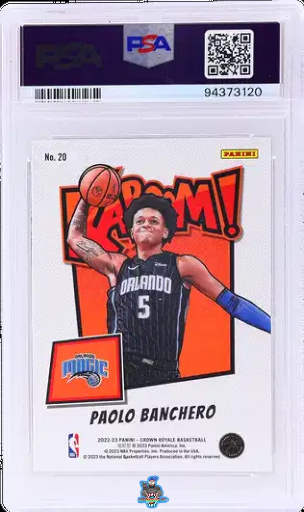 Back of 2022 Panini Crown Royale Kaboom! Paolo Banchero #20