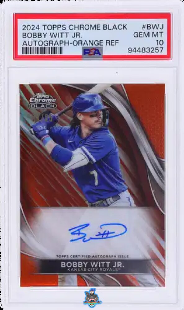 2024 Topps Chrome Chrome Black Autograph Orange Refractor Bobby Witt Jr. #CBABWJ /25
