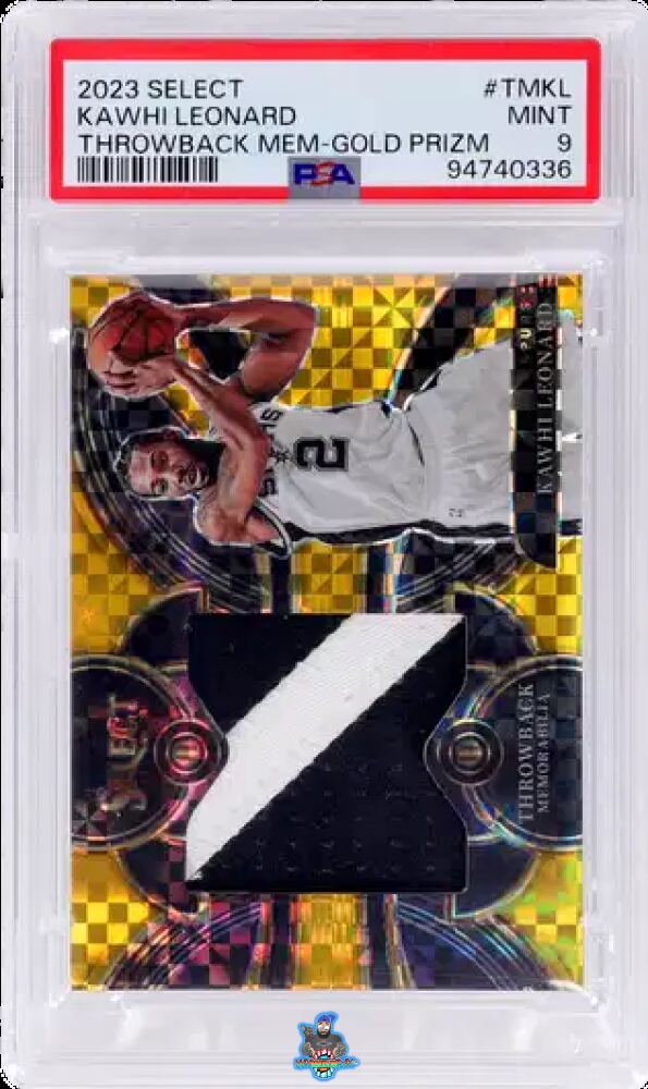 2023 Panini Select Throwback Memorabilia Gold Prizm Kawhi Leonard #TM-KL /10