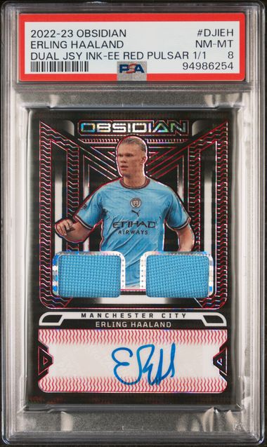 2022 Panini Obsidian Dual Jersey Ink Electric Etch Red Pulsar Erling Haaland #DJI-EH /1