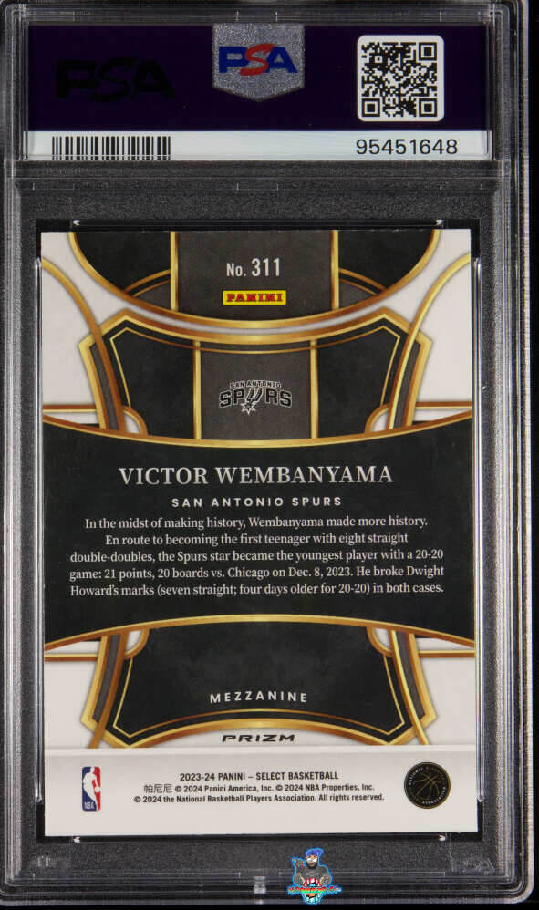 Back of 2023 Select Prizms Elephant Victor Wembanyama #311