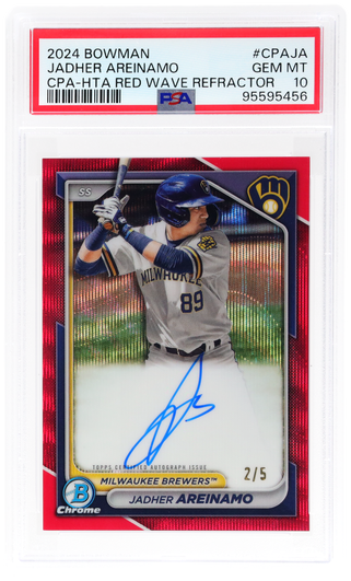 2024 Bowman Chrome Prospect Autograph Red Wave Refractor Jadher Areinamo #CPA-JA /5