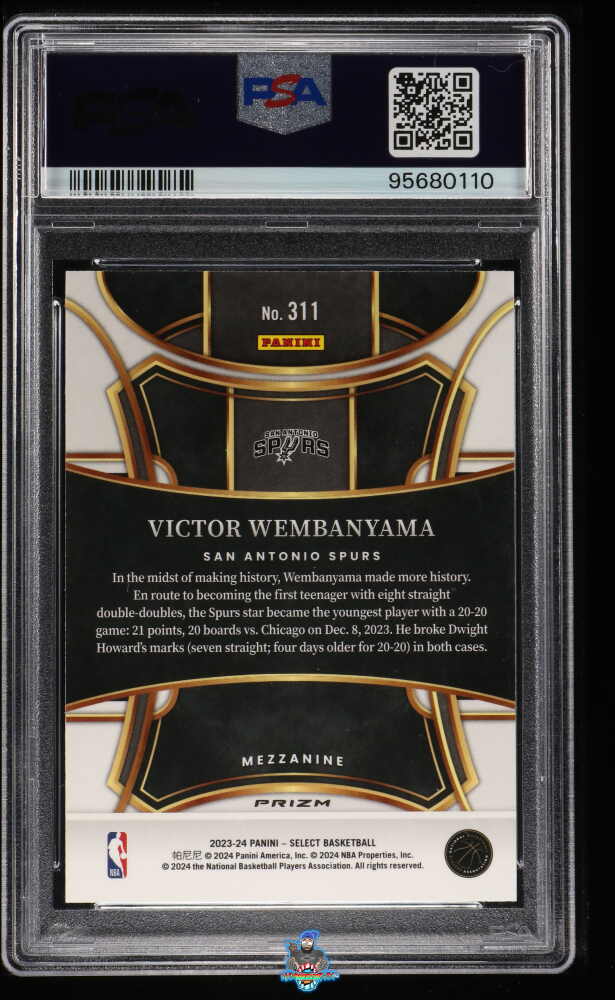 Back of 2023 Panini Select Mezzanine Level Tectonic Victor Wembanyama #311