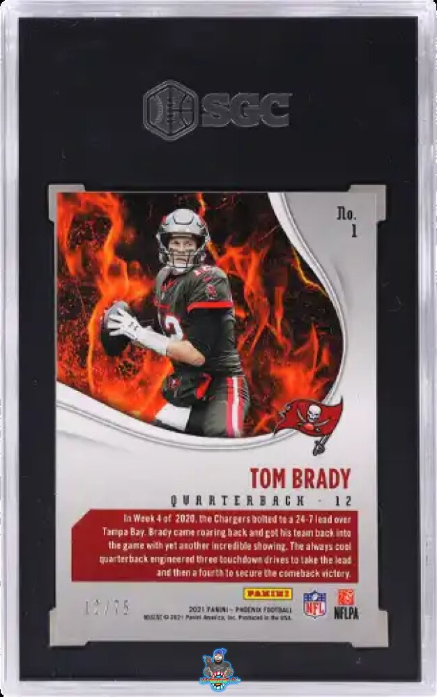 Back of 2021 Panini Phoenix Heat Wave Yellow Tom Brady #1 /75