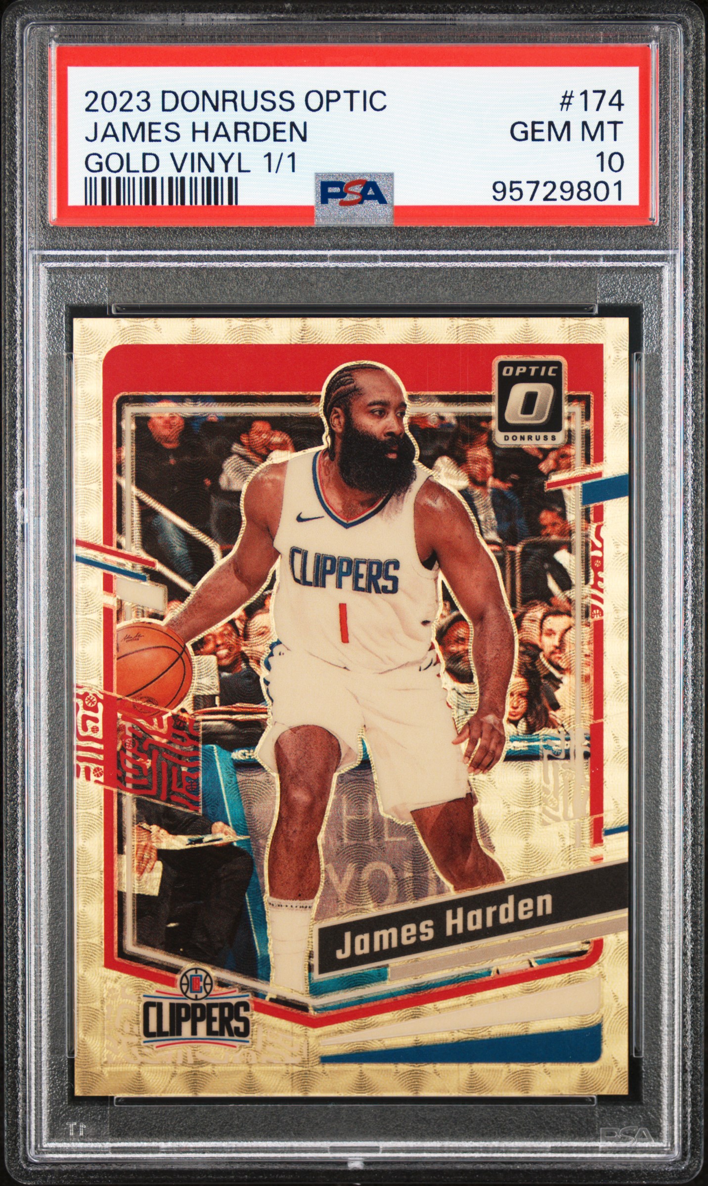 2023 Panini Donruss Optic Gold Vinyl 1/1 James Harden #174