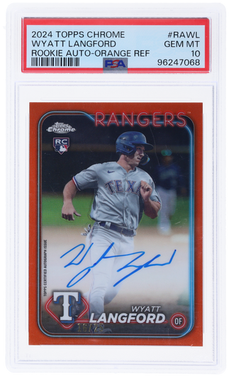 2024 Topps Chrome Rookie Autograph Orange Refractor Wyatt Langford #RAWL /25