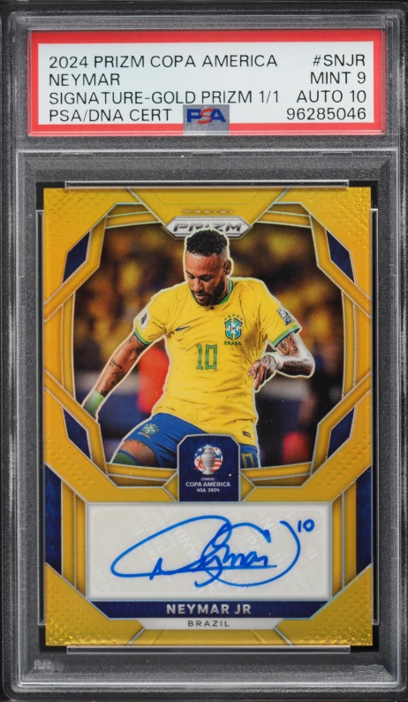2024 Panini Prizm Conmebol Copa America Gold Neymar Jr AUTO DNA 10 1/1 #SNJR PSA 9 MINT