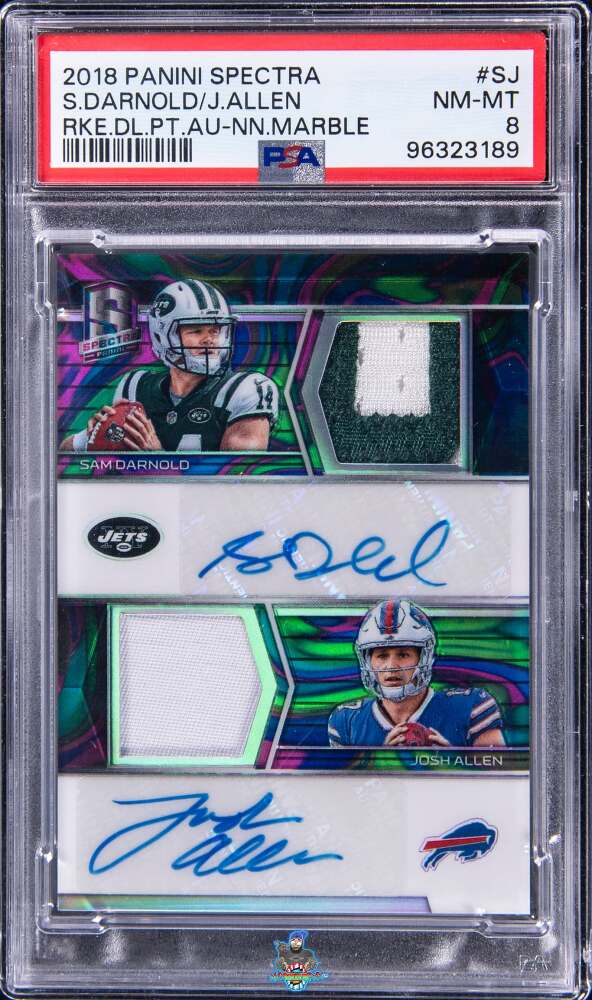 2018 Panini Spectra Rookie Dual Patch Autographs Neon Marble Josh Allen/Sam Darnold #12 /4