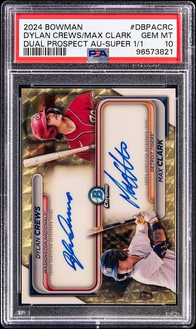 2024 Bowman Dual Bowman Prospect Autographs Superfractor 1/1 Dylan Crews/Max Clark #DBPACRC