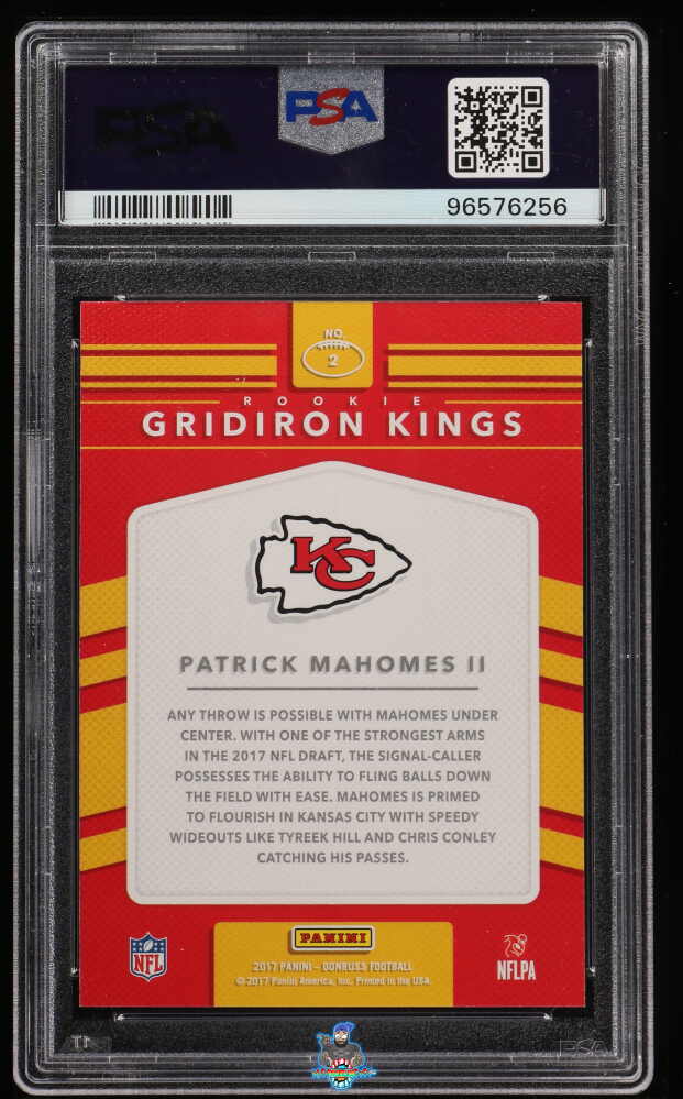 Back of 2017 Panini Donruss Rookie Gridiron Kings Patrick Mahomes II #2