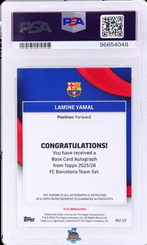 Back of 2023 Topps Fc Barcelona Team Set Autograph Tiki Taka Lamine Yamal #AULY