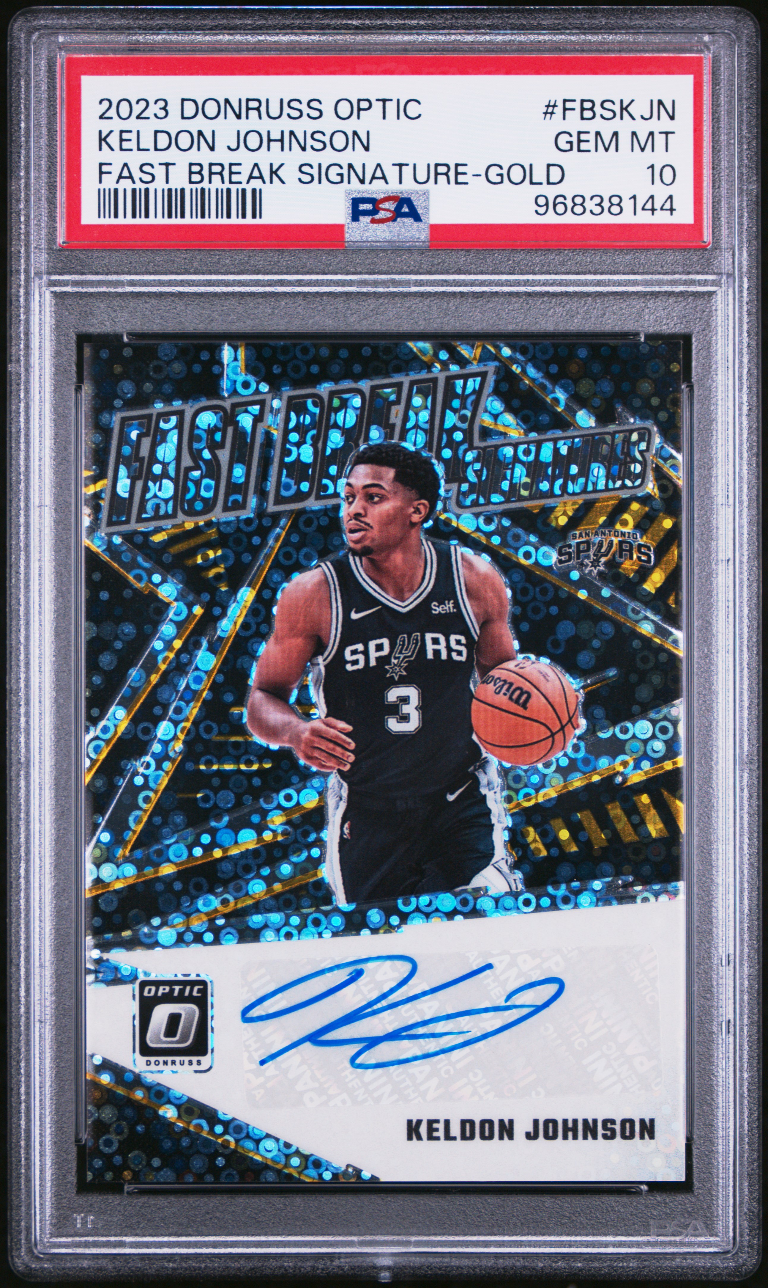 2023 Donruss Optic Fast Break Signature Gold Keldon Johnson #38 /10