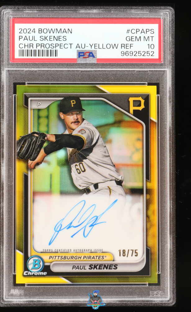 2024 Bowman Chrome Prospect Autograph Yellow Refractor Paul Skenes #CPAPS /75